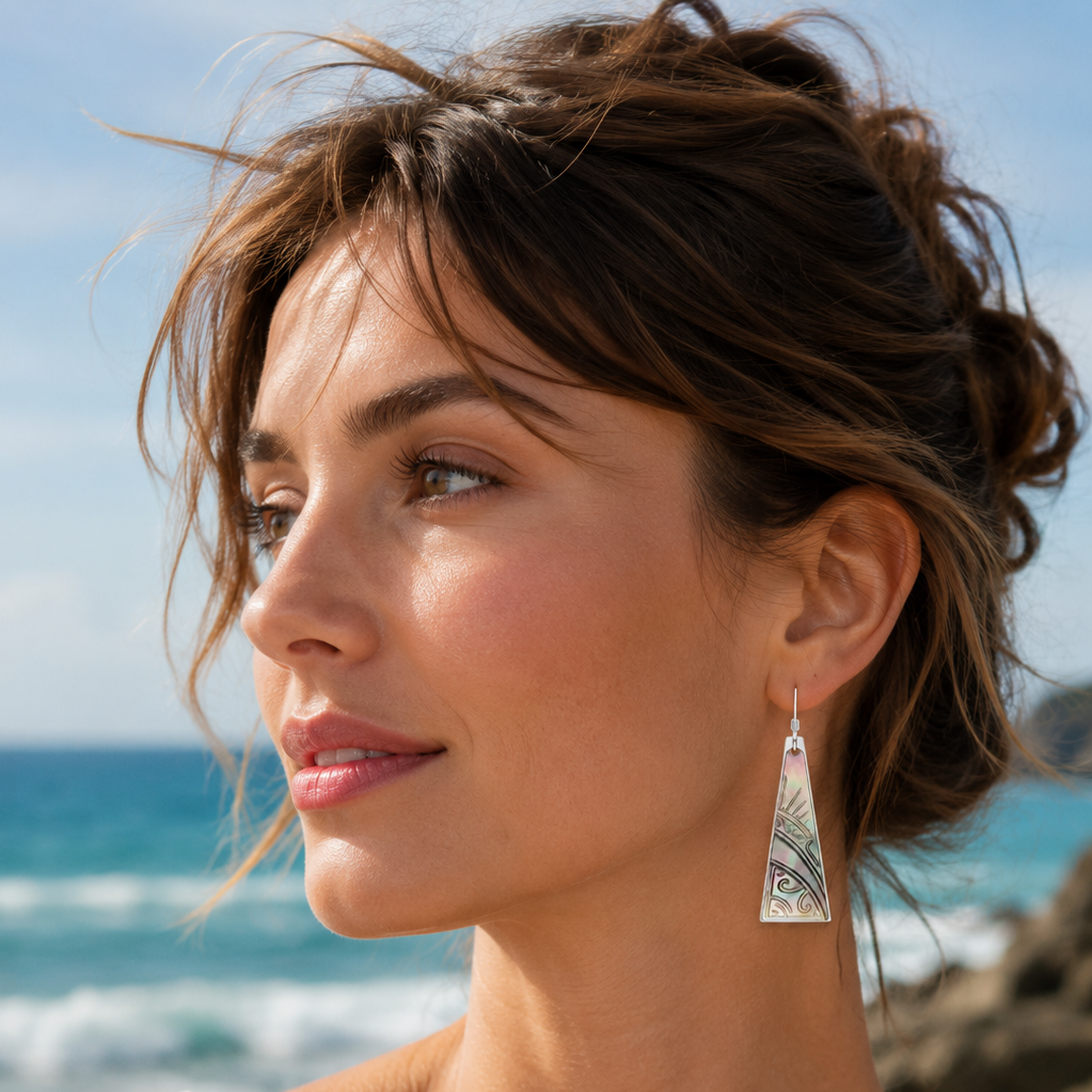 Boucles d'Oreilles Perle de Tahiti & Coquillage Argent