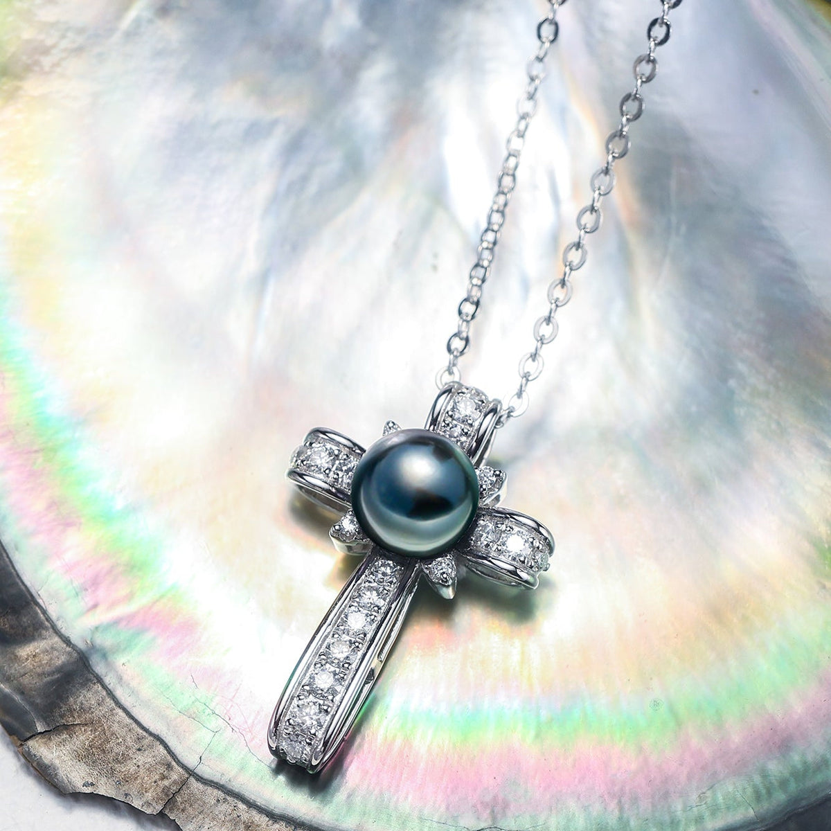 Pendentif Perle de Tahiti en Croix