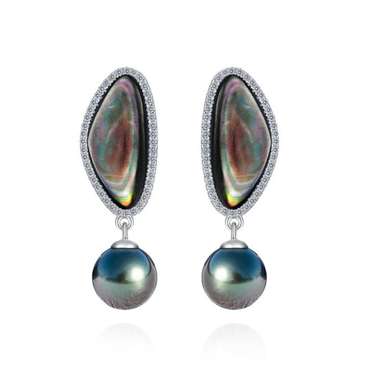 Boucles d'Oreilles Perles Noires de Tahiti Argent 925