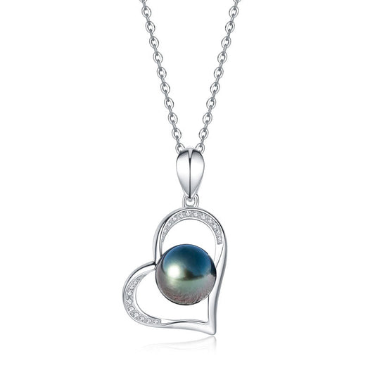 Pendentif Cœur Perle de Tahiti Argent 925 Zircon