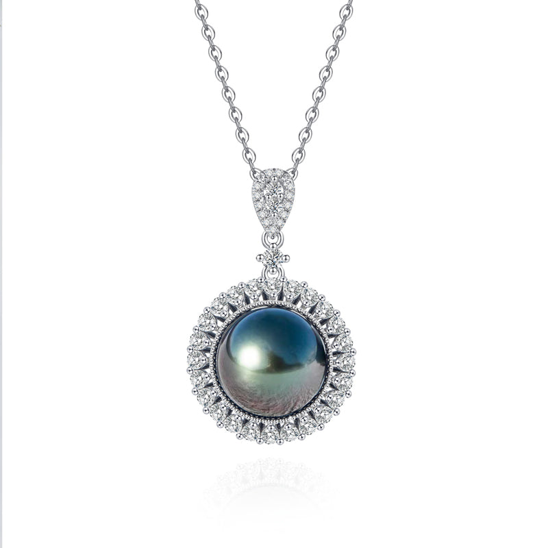 Pendentif Perle de Tahiti & Diamant Moissanite Argent 925