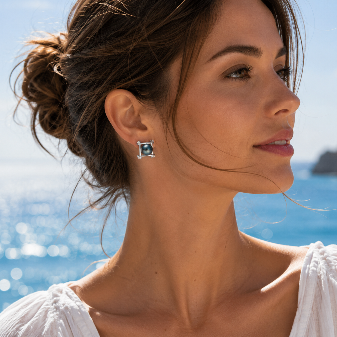 Boucles d'Oreilles Perle de Tahiti Noire AAA/AAAA Argent 925