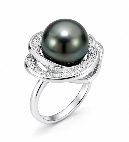 Bague Amélie Argent Perle de Tahiti AAA