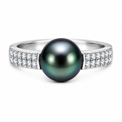 Bague Émilie Argent Perle de Tahiti Noire AAA-AAAA