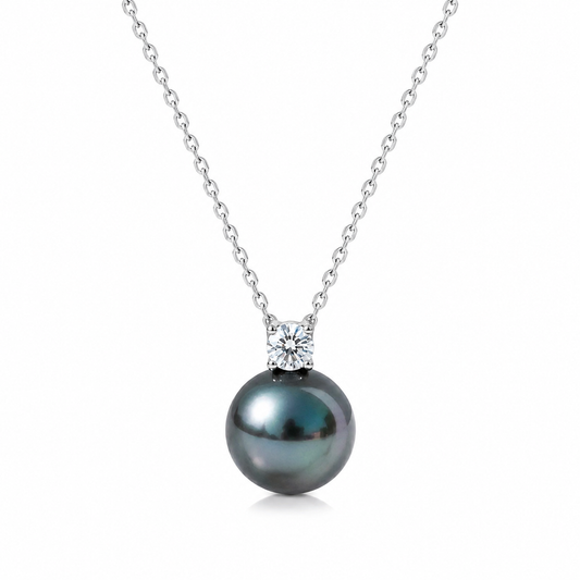 Pendentif Perle de Tahiti Or Blanc & Moissanite