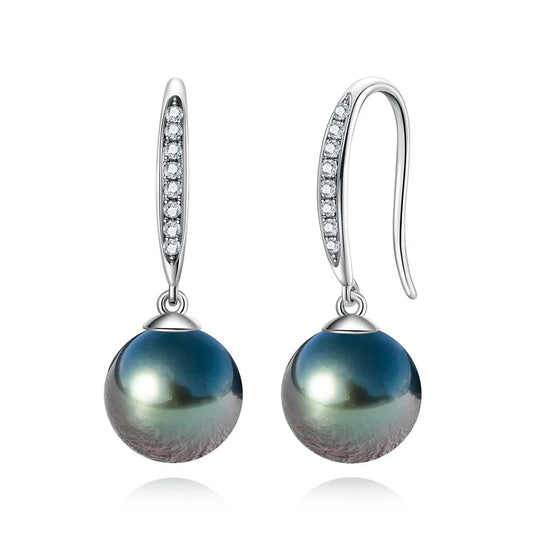 Dormeuses Perle de Tahiti Or Blanc et Moissanite