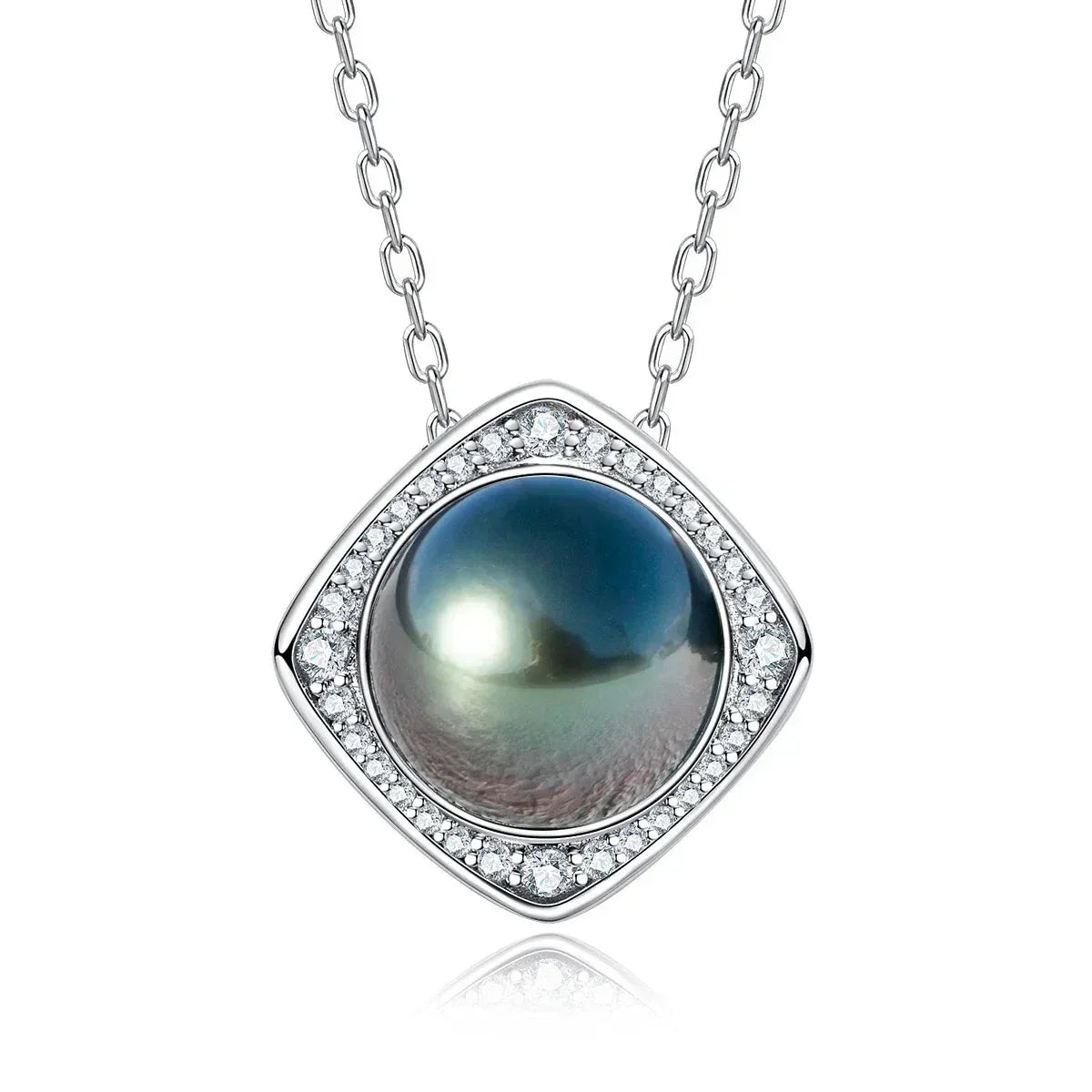 Pendentif Argent Perle de Tahiti Carré Moissanite