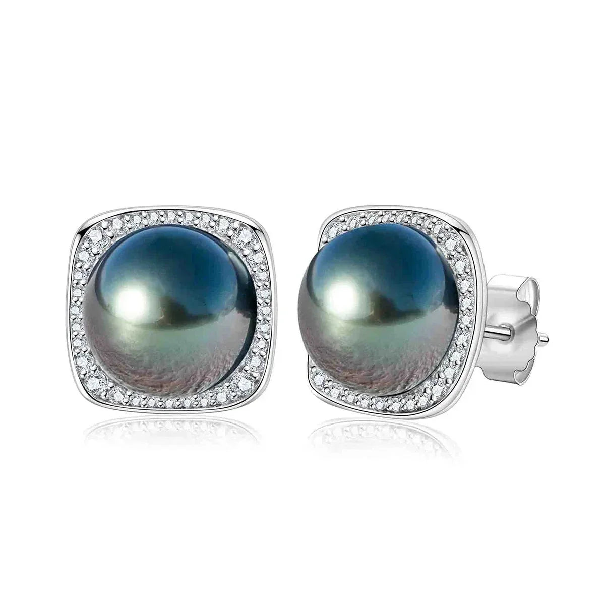 Boucles d'Oreilles Perles de Tahiti Argent & Moissanite
