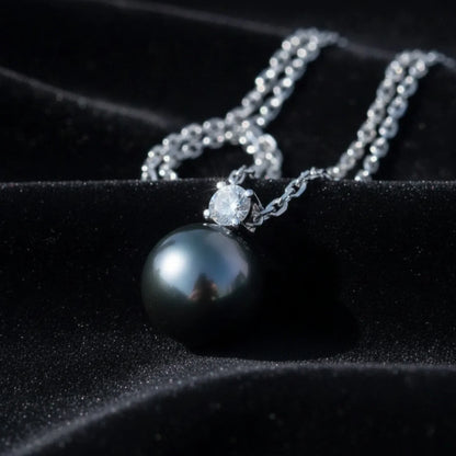 Sautoir Perle de Tahiti Or Blanc Moissanite