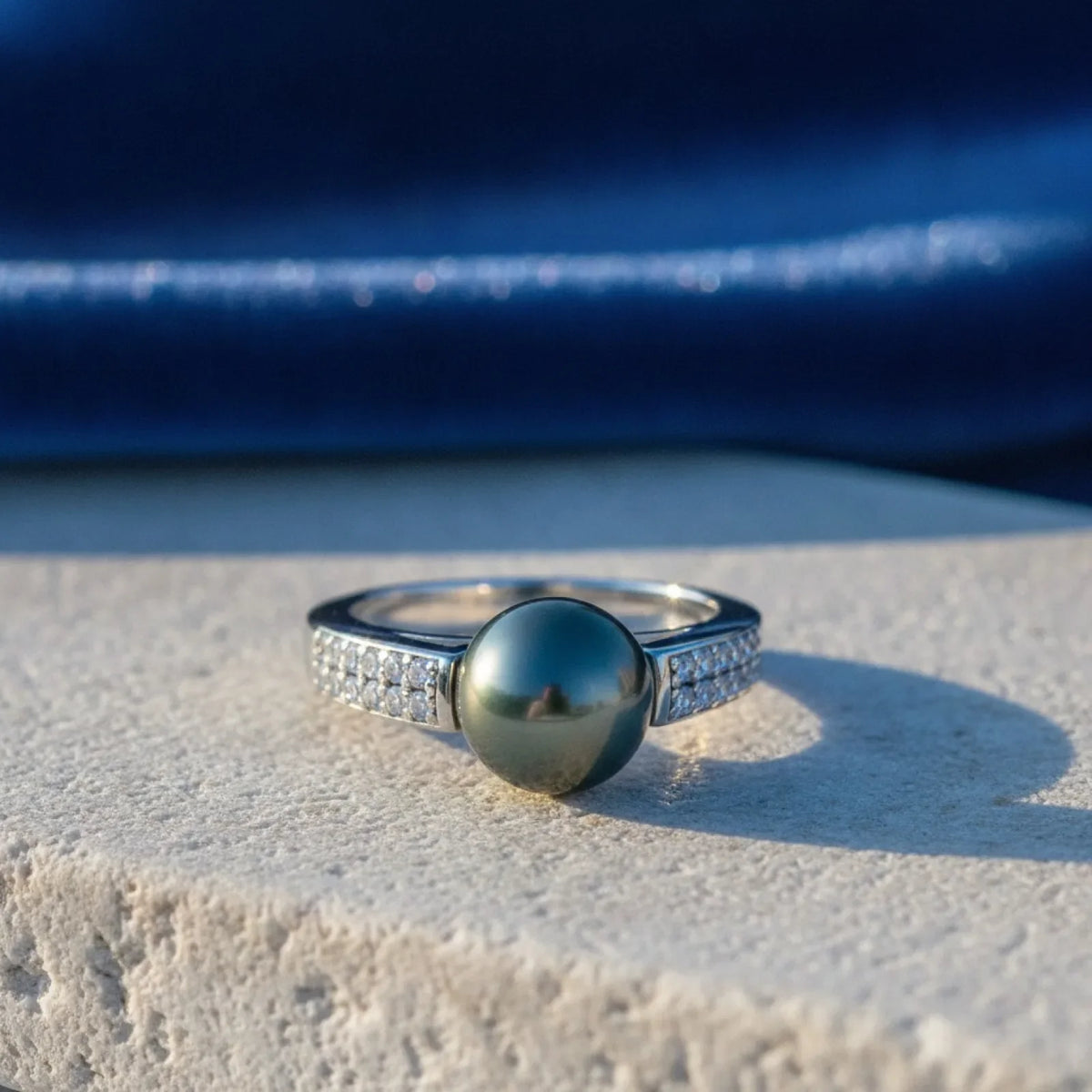 Bague Émilie Argent Perle de Tahiti Noire AAA-AAAA