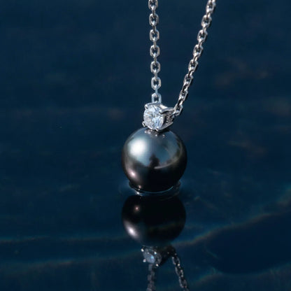 Pendentif Perle de Tahiti Or Blanc & Moissanite