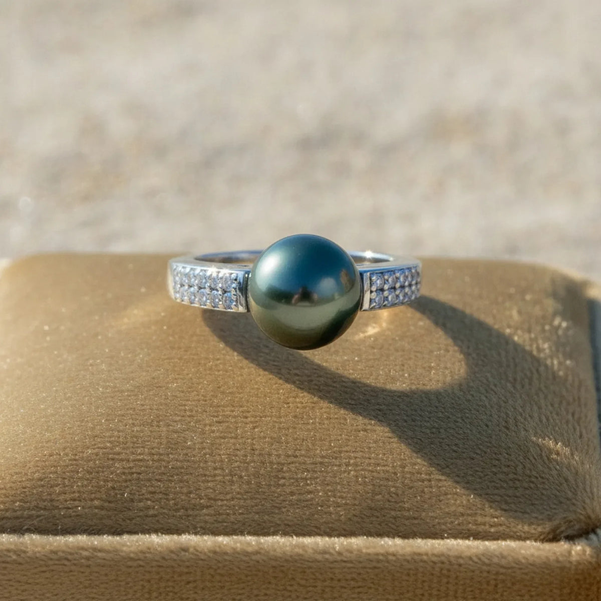 Bague Émilie Argent Perle de Tahiti Noire AAA-AAAA