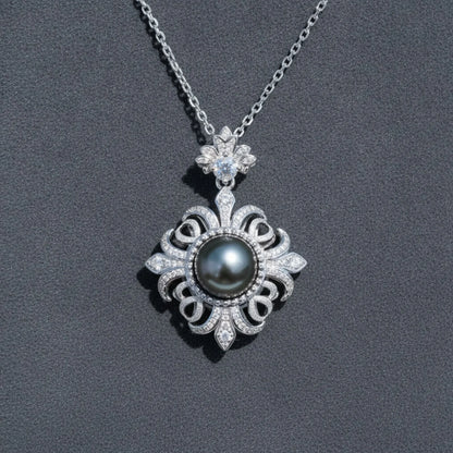 Pendentif Perle de Tahiti Iris Diamant Argent