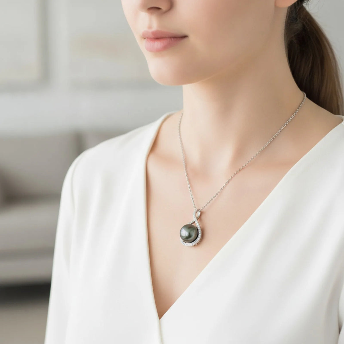 Ras du Cou Perle de Tahiti Argent & Moissanite
