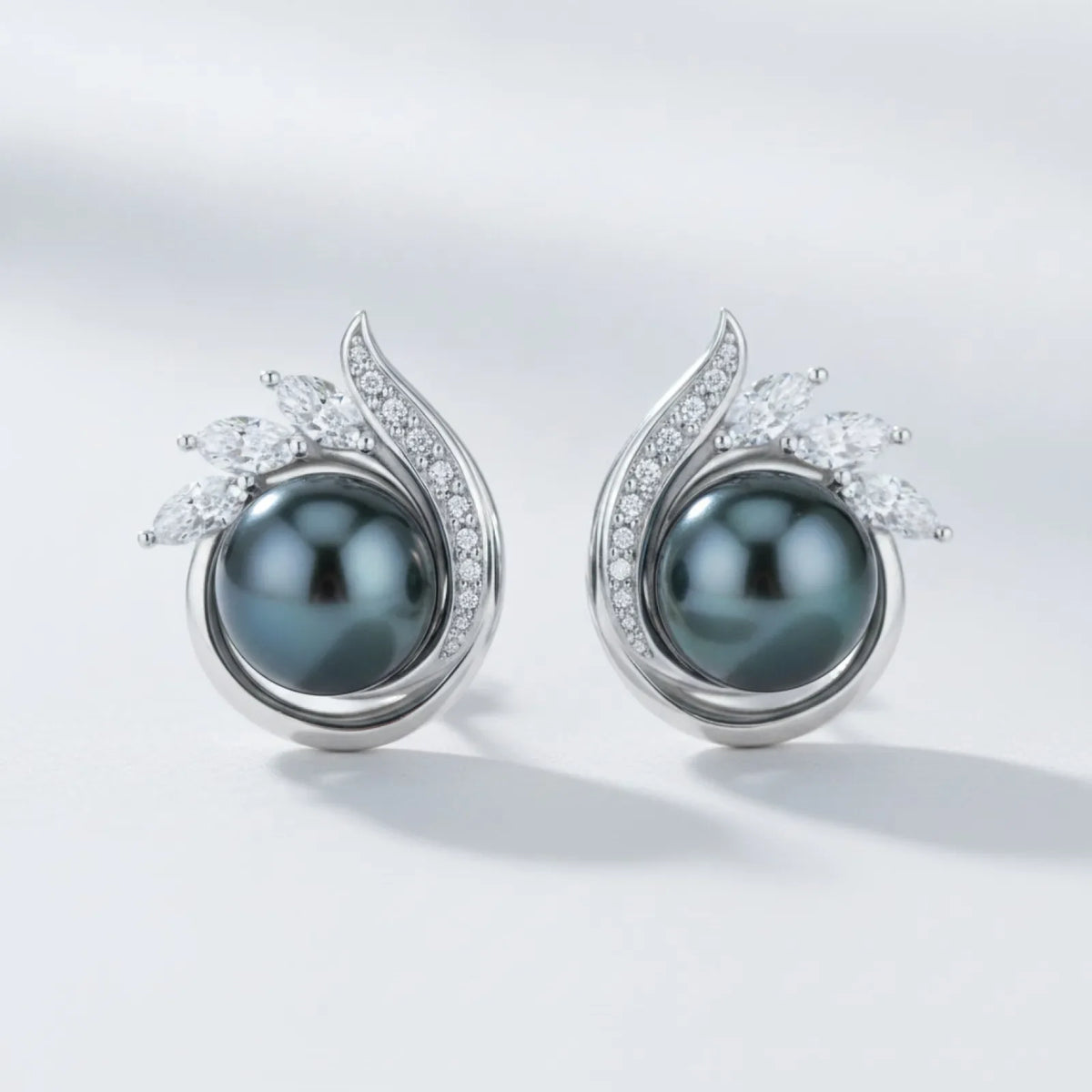Boucle d'Oreille Perle de Tahiti Noire Argent Massif