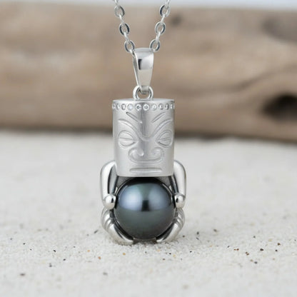 Pendentif Tiki Perle de Tahiti Argent 925