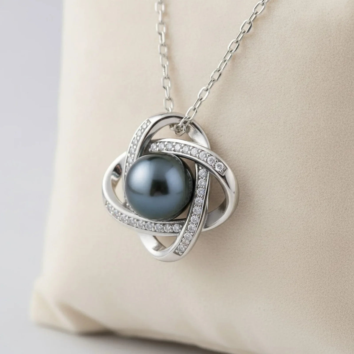 Collier Perle de Tahiti AAA Argent & Moissanite