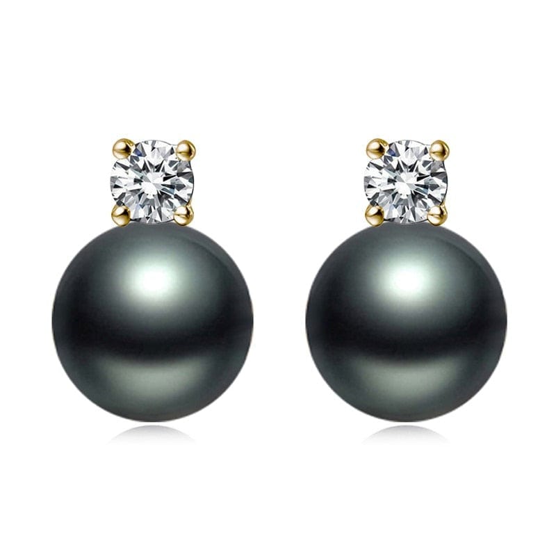 Boucles d'Oreilles Perle de Tahiti Or Jaune 18K Aria