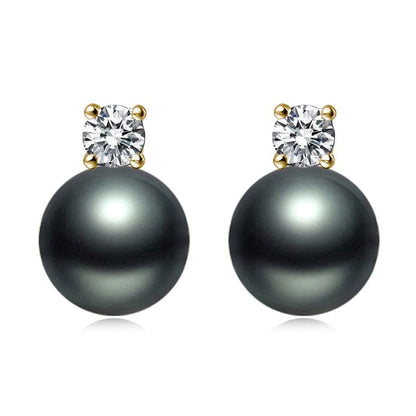 Boucles d'Oreilles Perle de Tahiti Or Jaune 18K Aria