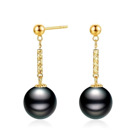 Boucles d'Oreilles Perle de Tahiti Or Jaune 18K