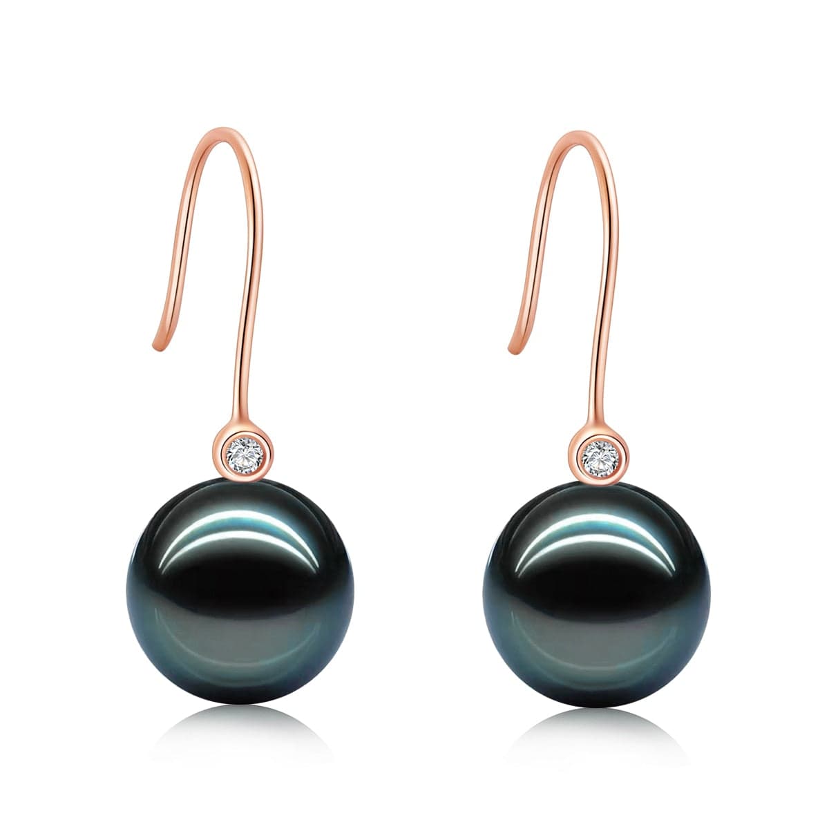 Boucles d'Oreilles Perle de Tahiti Or 18k Moissanite Ava