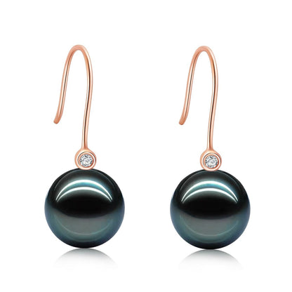 Boucles d'Oreilles Perle de Tahiti Or 18k Moissanite Ava