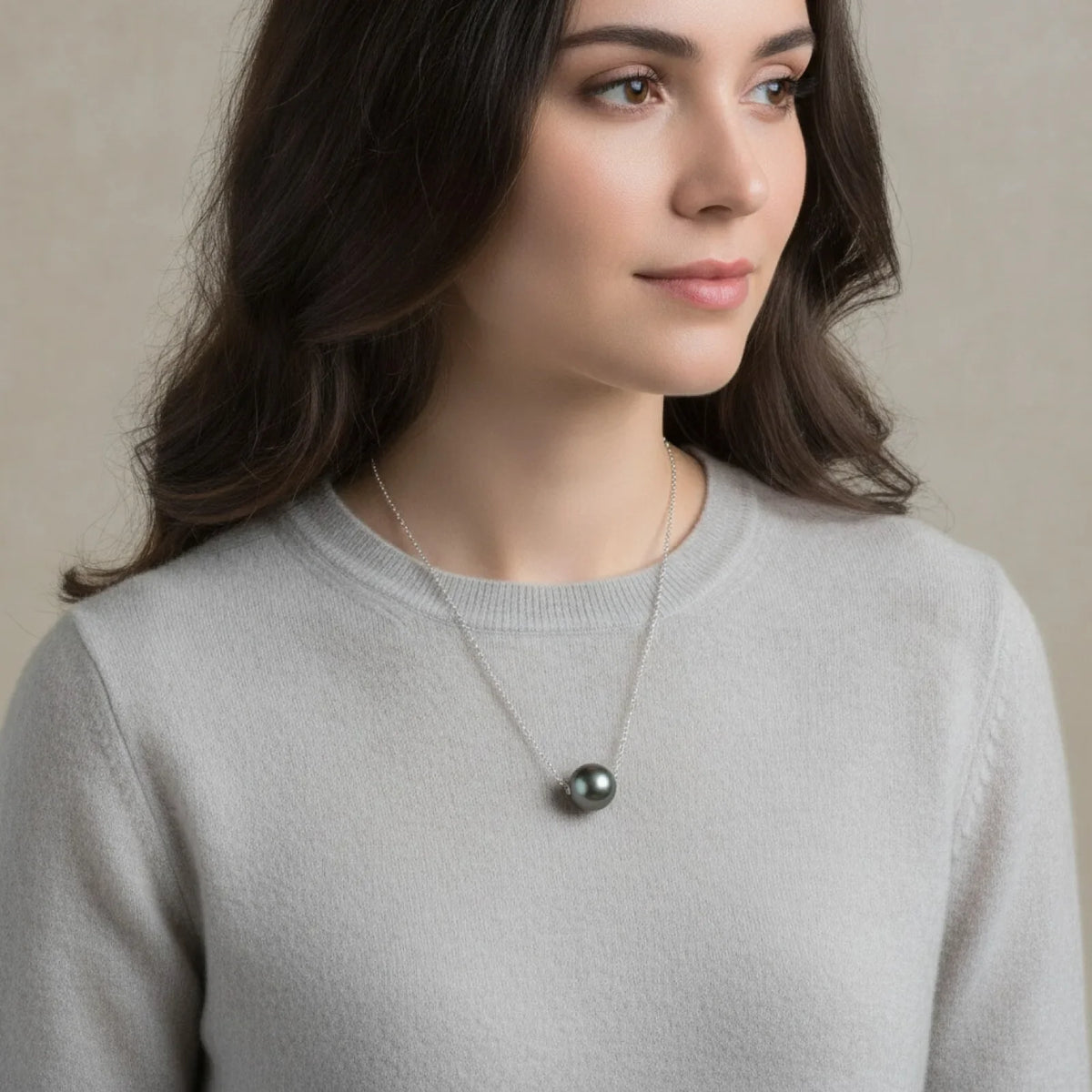 Collier Ras de Cou Perle de Tahiti Argent Ajustable