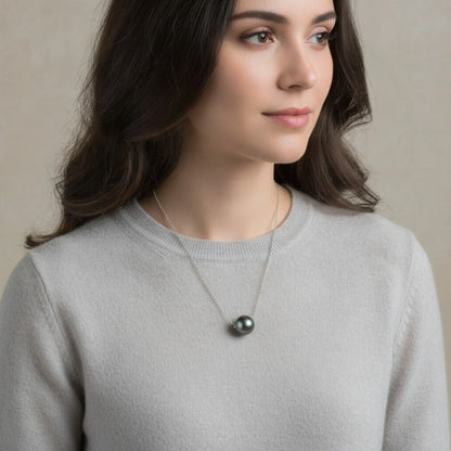 Collier Ras de Cou Perle de Tahiti Argent Ajustable
