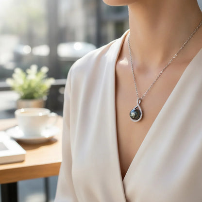 Ras du Cou Perle de Tahiti Argent & Moissanite