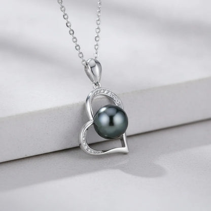 Pendentif Cœur Perle de Tahiti Argent 925 Zircon