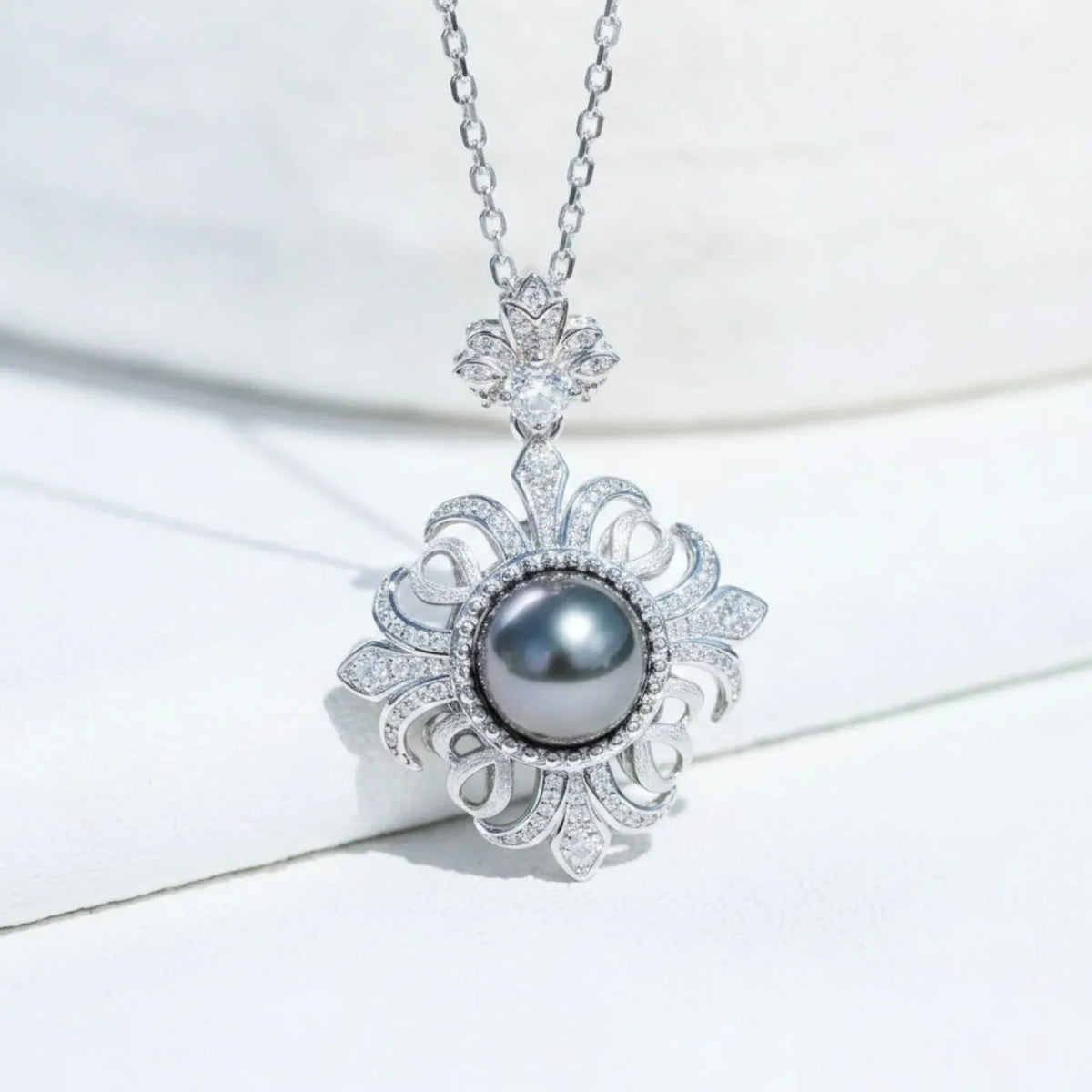 Pendentif Perle de Tahiti Iris Diamant Argent